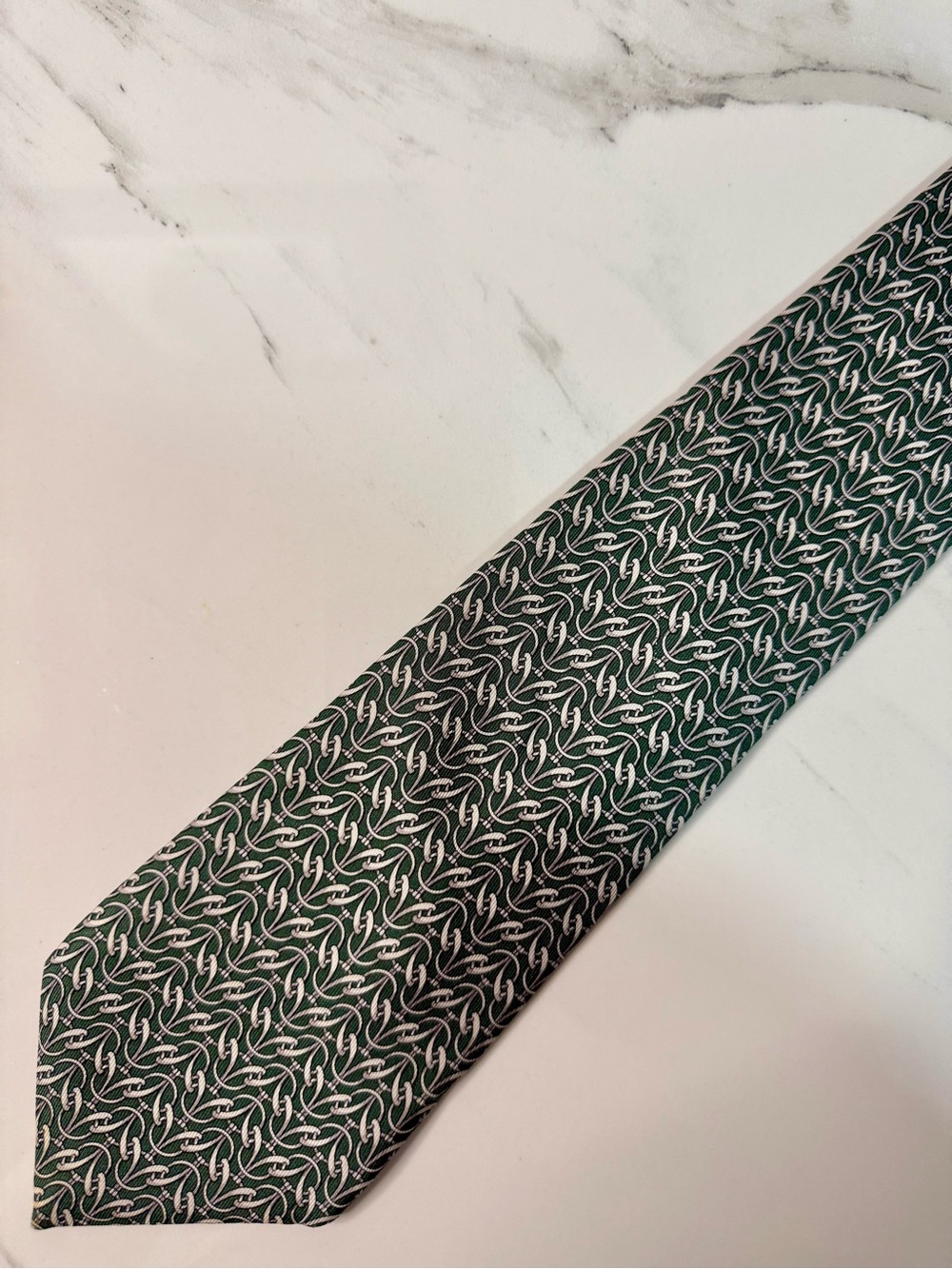 Hermes Classic Green Patterned Tie